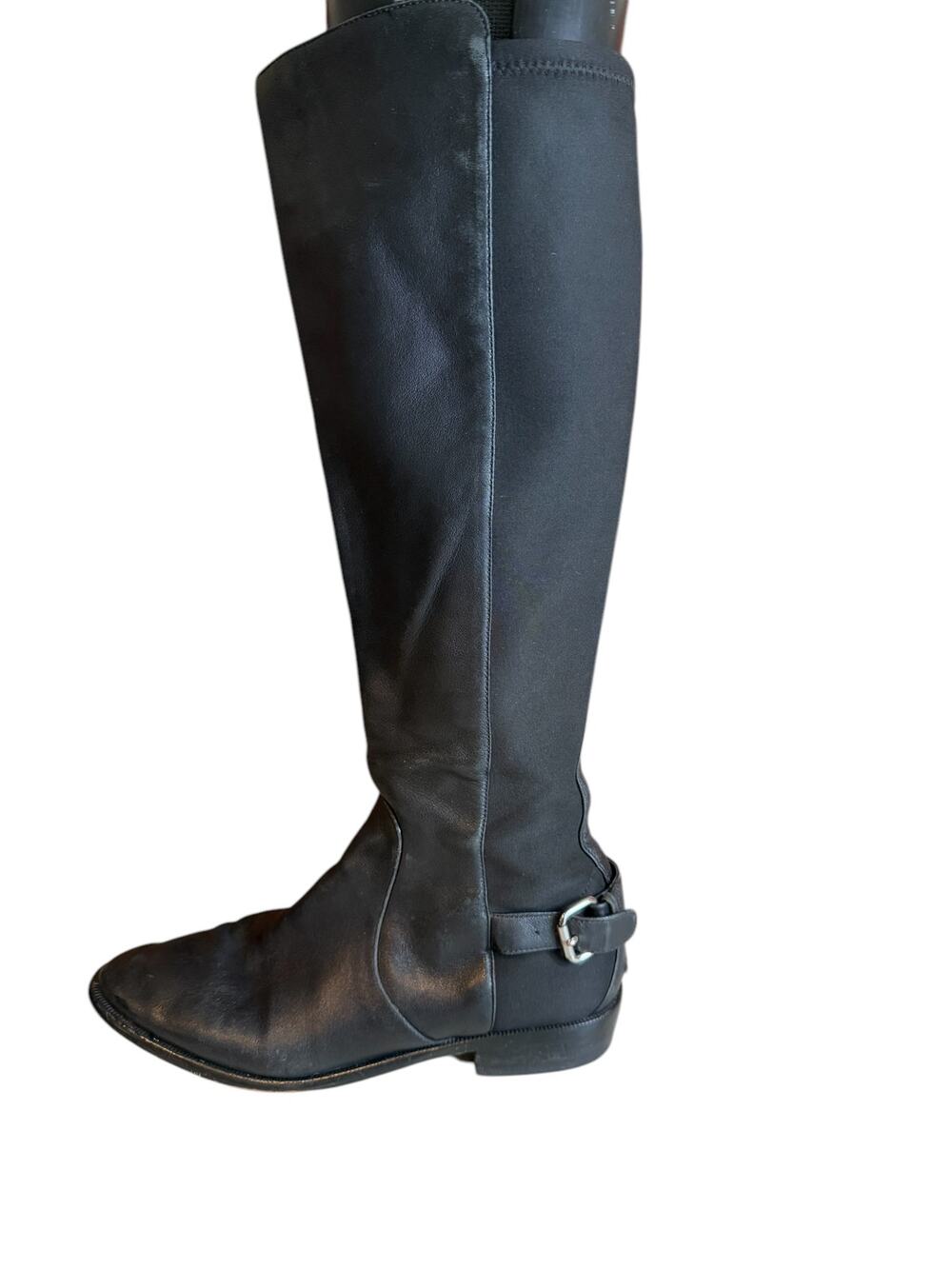 Coach Liza  Black Flat Knee High Leather Boots 6.5 *Flaw